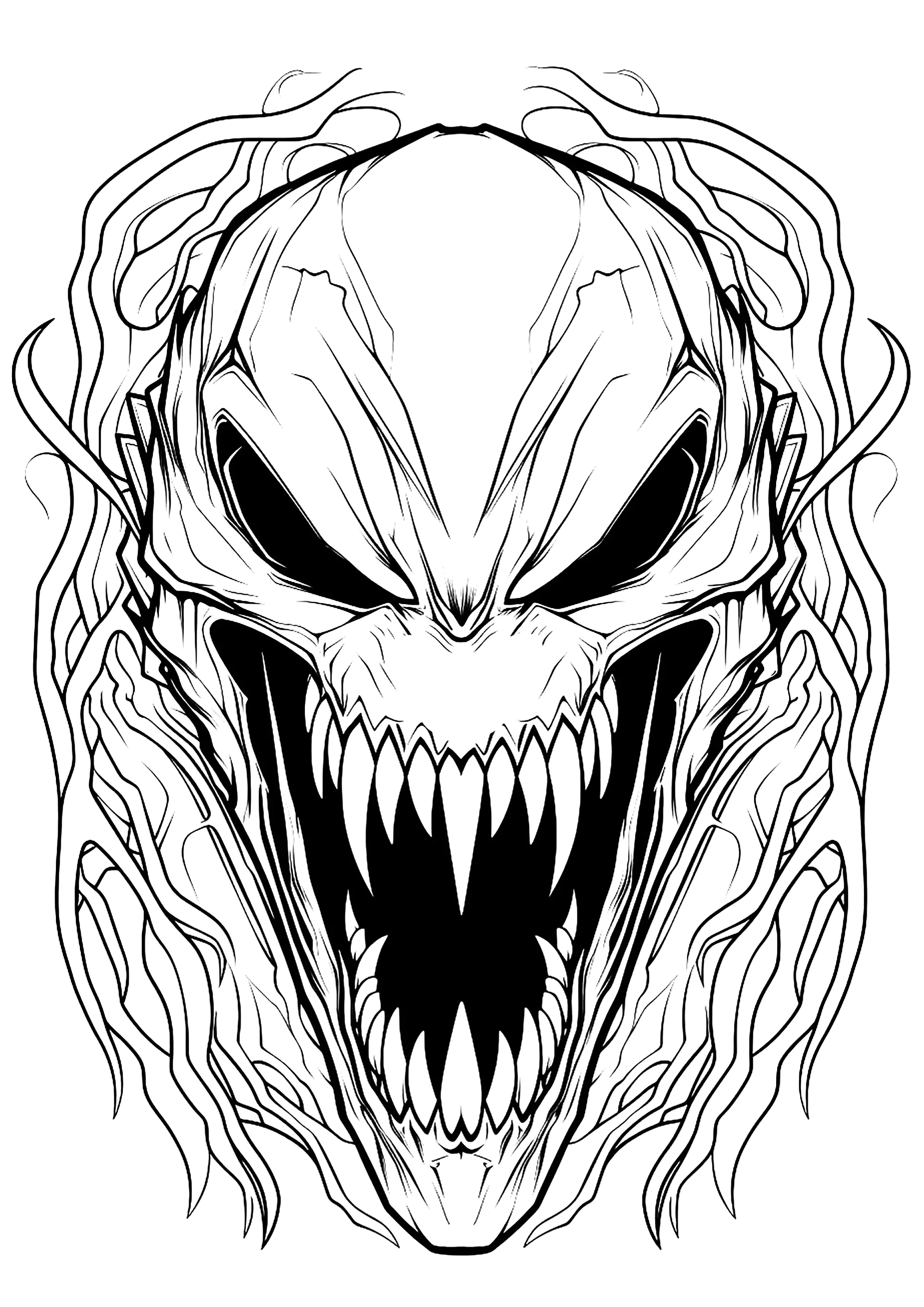 A cara do Venom (Página para colorir e imprimir para crianças)