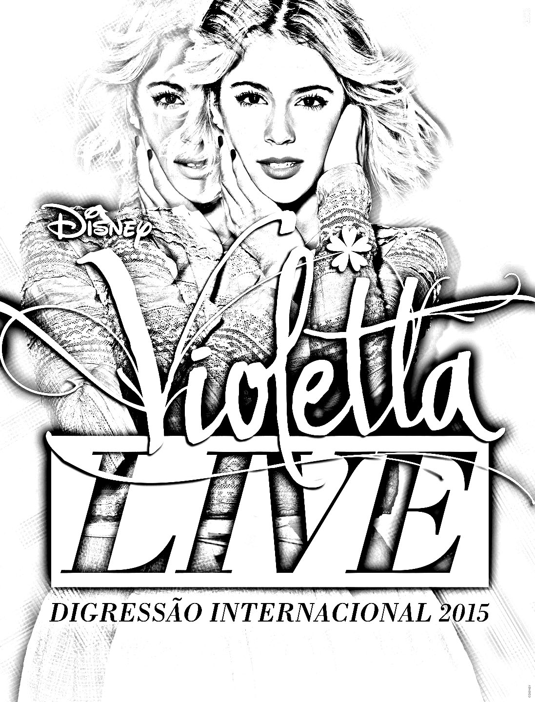Cartaz turístico Violetta LIVE 2015 para imprimir e colorir
