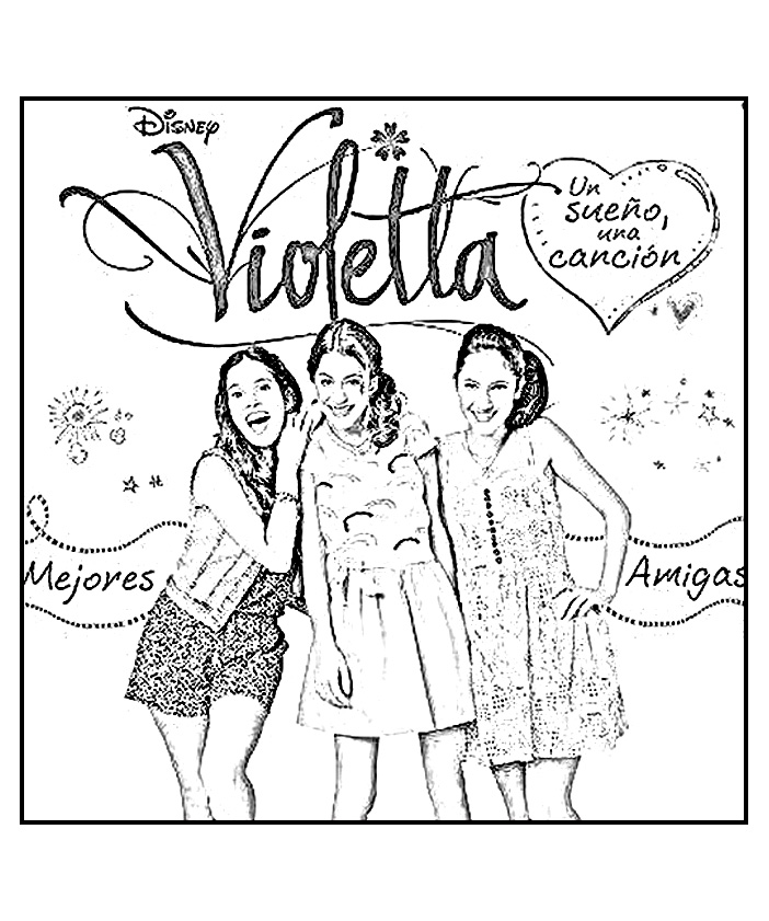 Fácil Dibujos para colorear gratis de Violetta