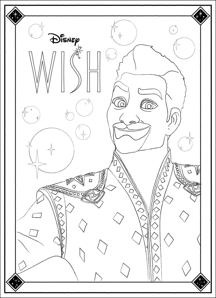 Desejo : Magnifico. Páginas oficiais para colorir do filme da Disney 'Wish: Asha e a estrela da sorte'.