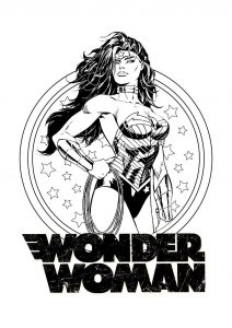 Página de Wonder Woman para colorir e imprimir para crianças : Mulher Maravilha pronta para a batalha
