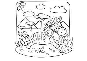 Desenhos simples para colorir para crianças de zebras, grátis, para baixar