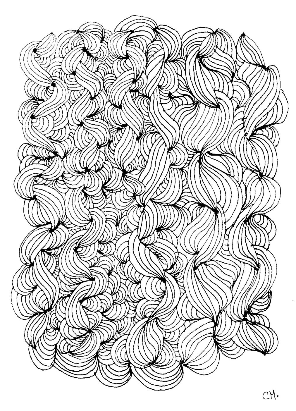 Desenho original Zentangle, para ser colorido, por Cathy M