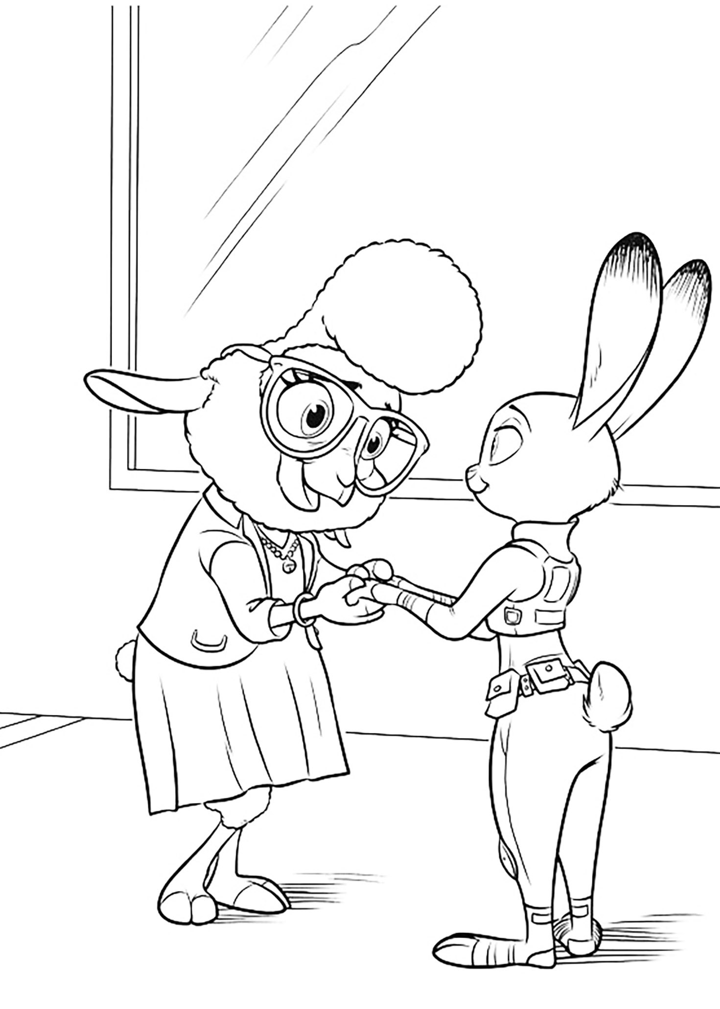 Desenhos fáceis para colorir para crianças de Zootopia