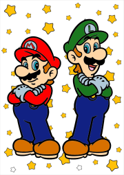 Mario e Luigi num fundo estrelado をぬった 匿名 さんの作品