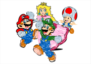 Mario com Luigi, a Princesa Peach e o seu amigo Toad をぬった 匿名 さんの作品
