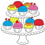 Ausmalbilder von Cupcakes zum Ausmalen