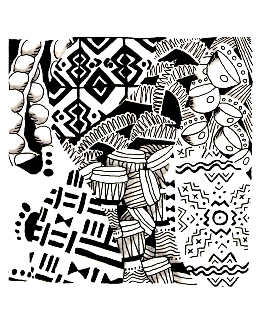 Rhythmen und Patterns Afrikas (Ausmalbild zum Ausdrucken und Ausmalen für Erwachsene)