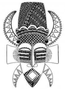 Afrikanische Maske mit vielen Details (Ausmalbild von Afrika)