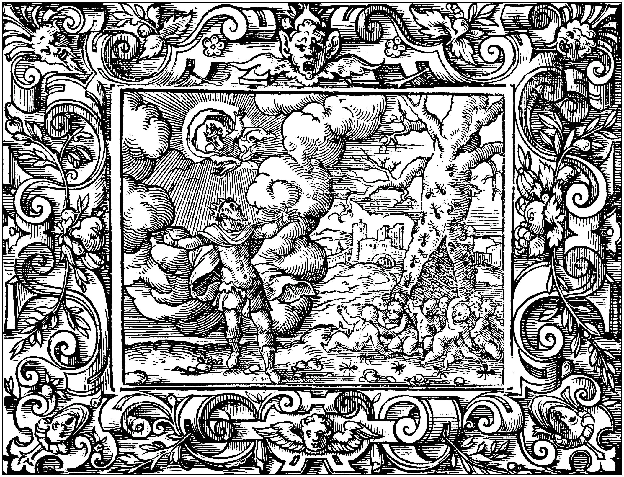 Malvorlage nach einer Zeichnung von Virgil Solis (1514 - 1562) (Altes Griechenland)