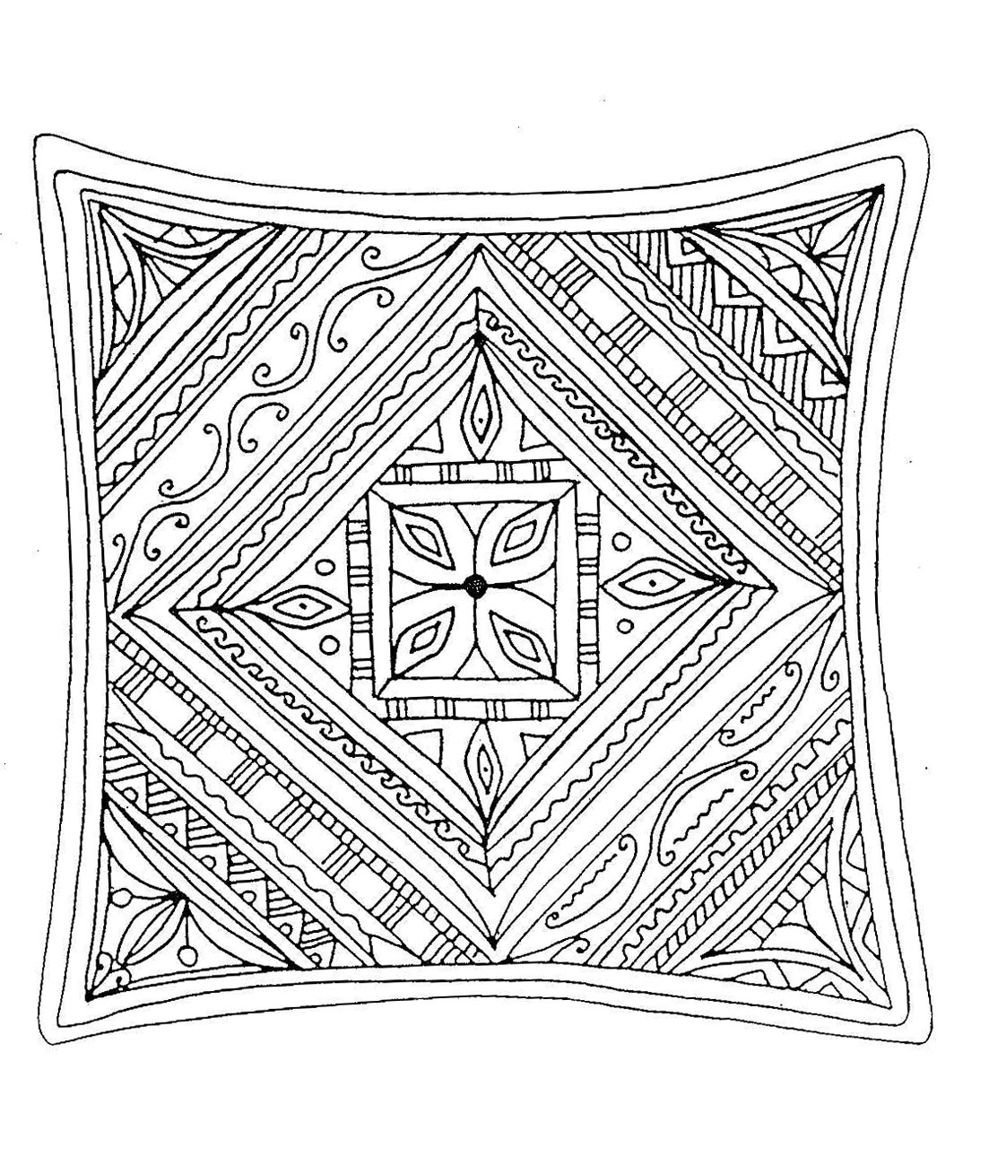 Eine Art handgezeichnetes quadratisches Mandala, sehr hübsch und beruhigend