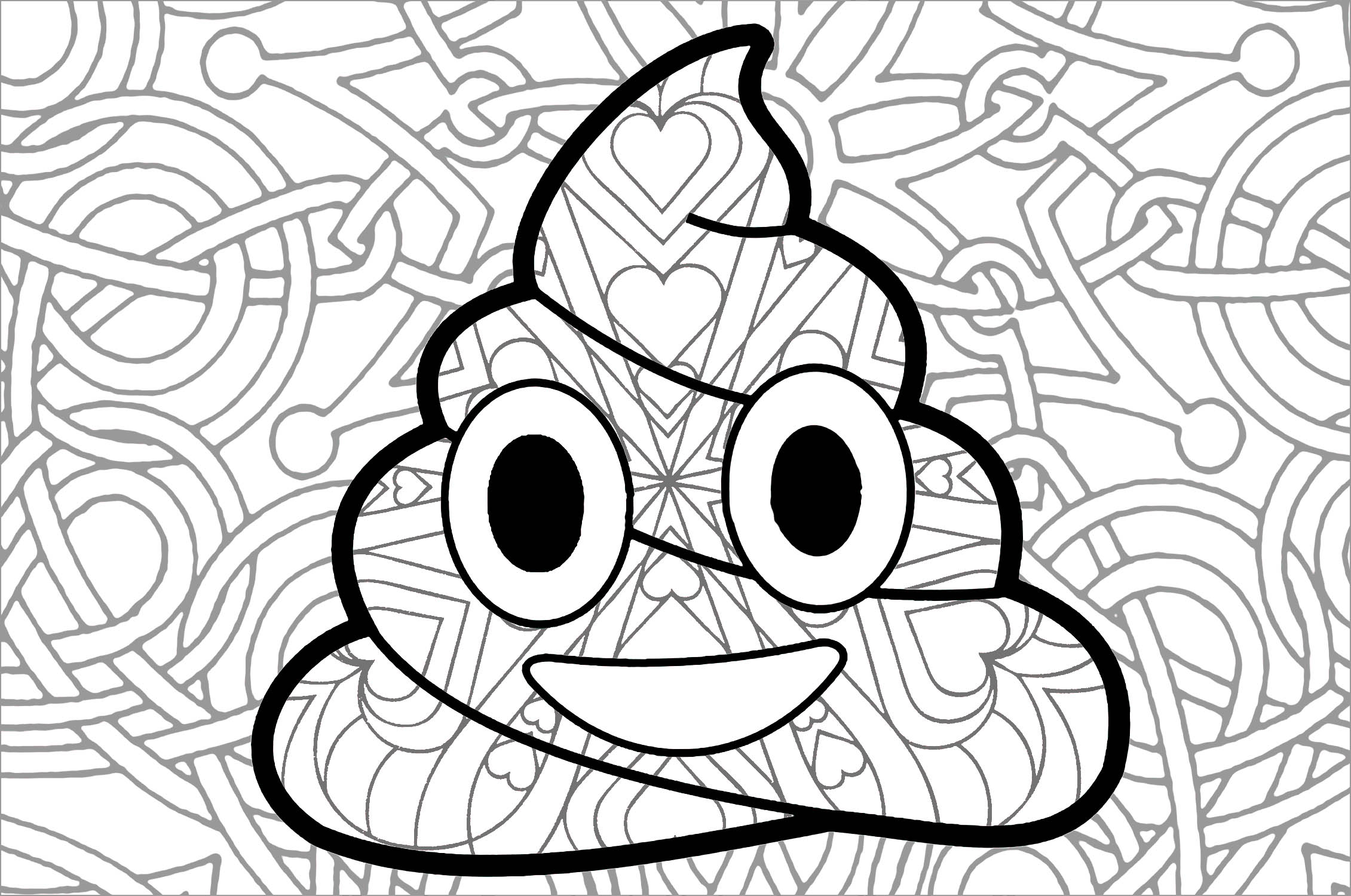 Farbe der berühmten Poop Emoji, seine großen Augen und Lächeln ... Wir haben schöne Muster außerhalb und innerhalb hinzugefügt :)