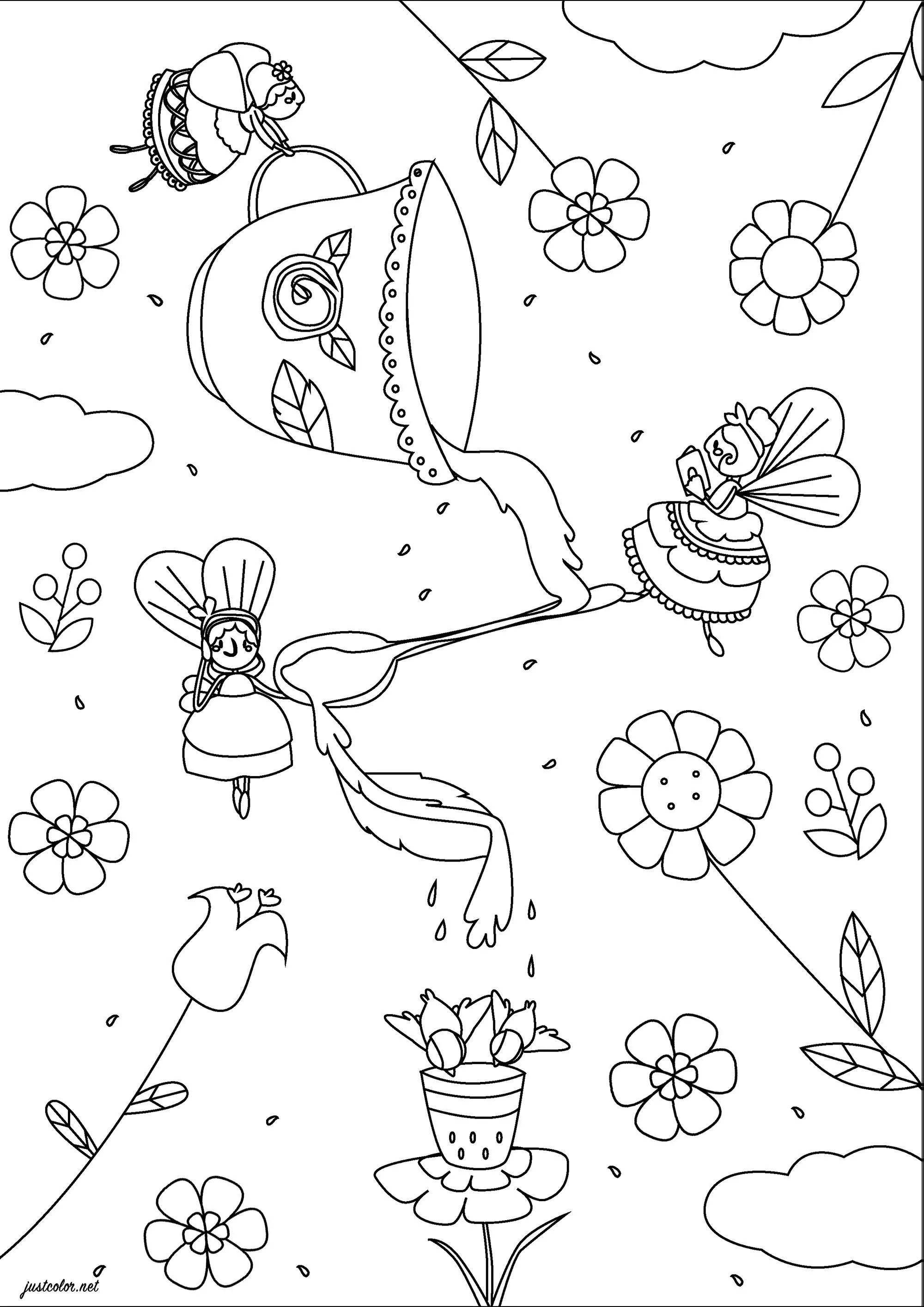 Der Feentee (Ausmalbild Anti-stress / Zen zum Ausdrucken und Ausmalen für Erwachsene)