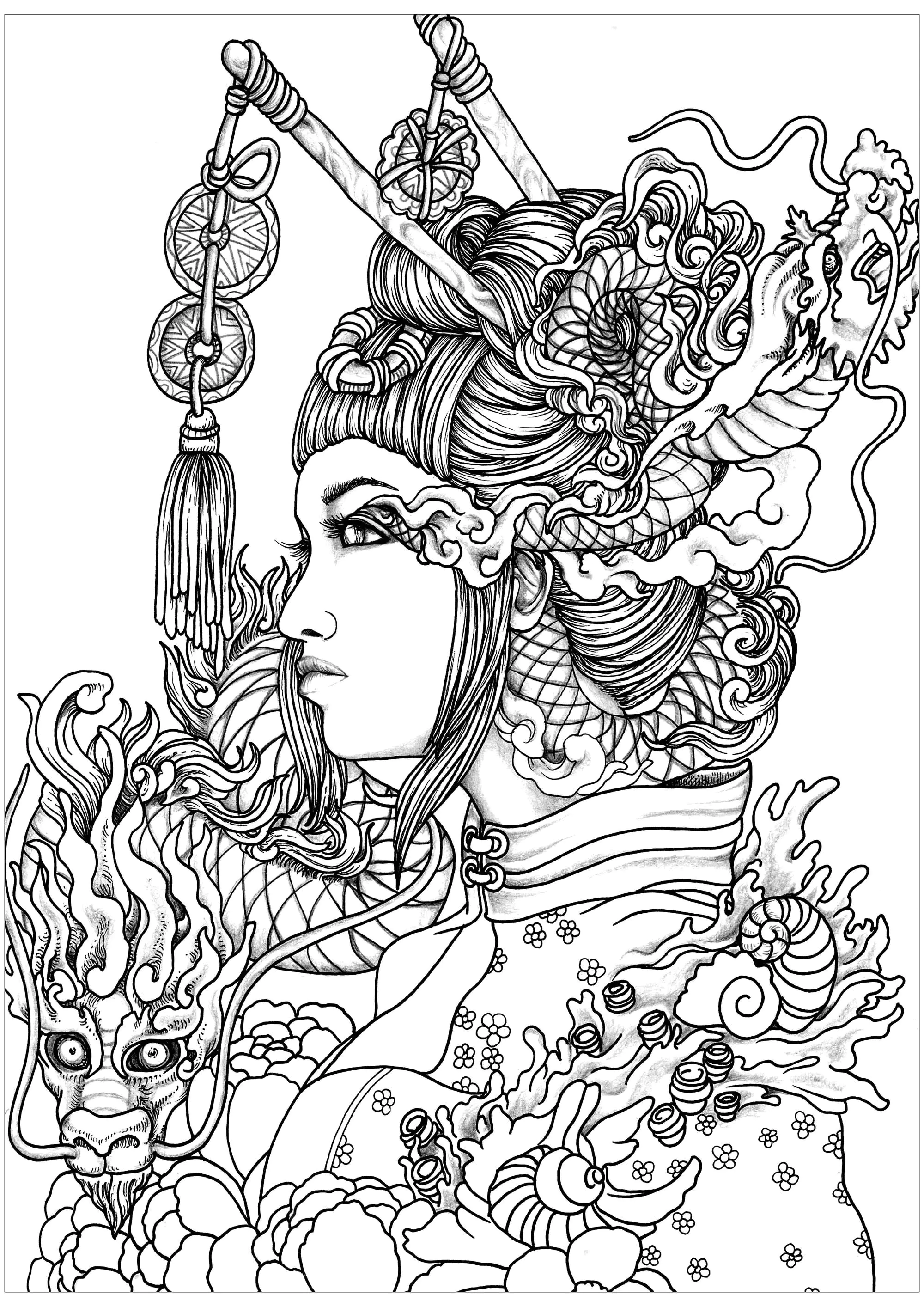 Imahination - 3 (Ausmalbild Anti-stress / Zen zum Ausdrucken und Ausmalen für Erwachsene)
