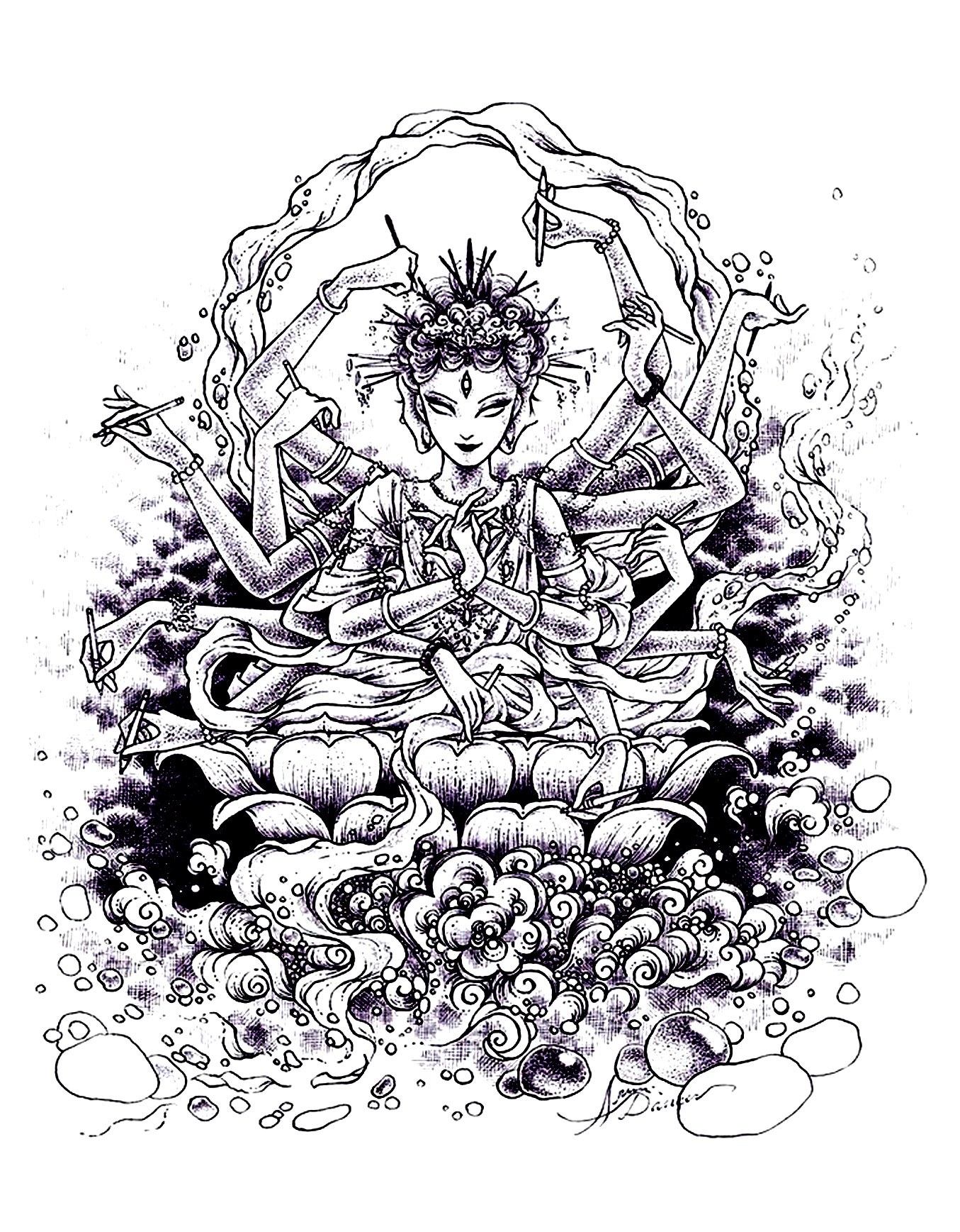 Ausmalbild Anti-stress / Zen : Anti-stress-zen-94349 Ausmalbild Anti-stress / Zen zum Ausdrucken und Ausmalen für Erwachsene : Anti-stress-zen-94349