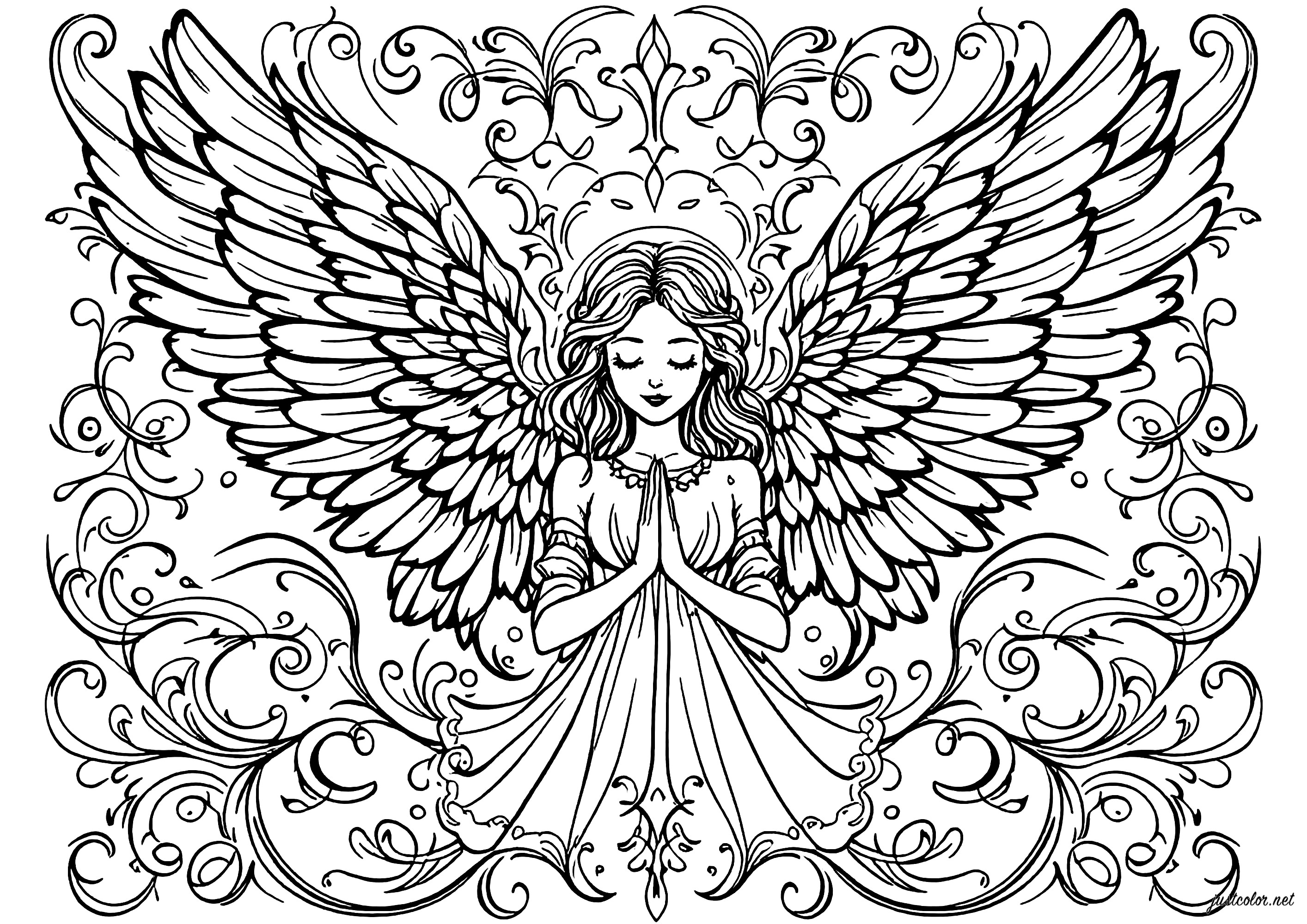 Ausdrücke von Frieden und Gelassenheit (Ausmalbild Anti-stress / Zen zum Ausdrucken und Ausmalen für Erwachsene)