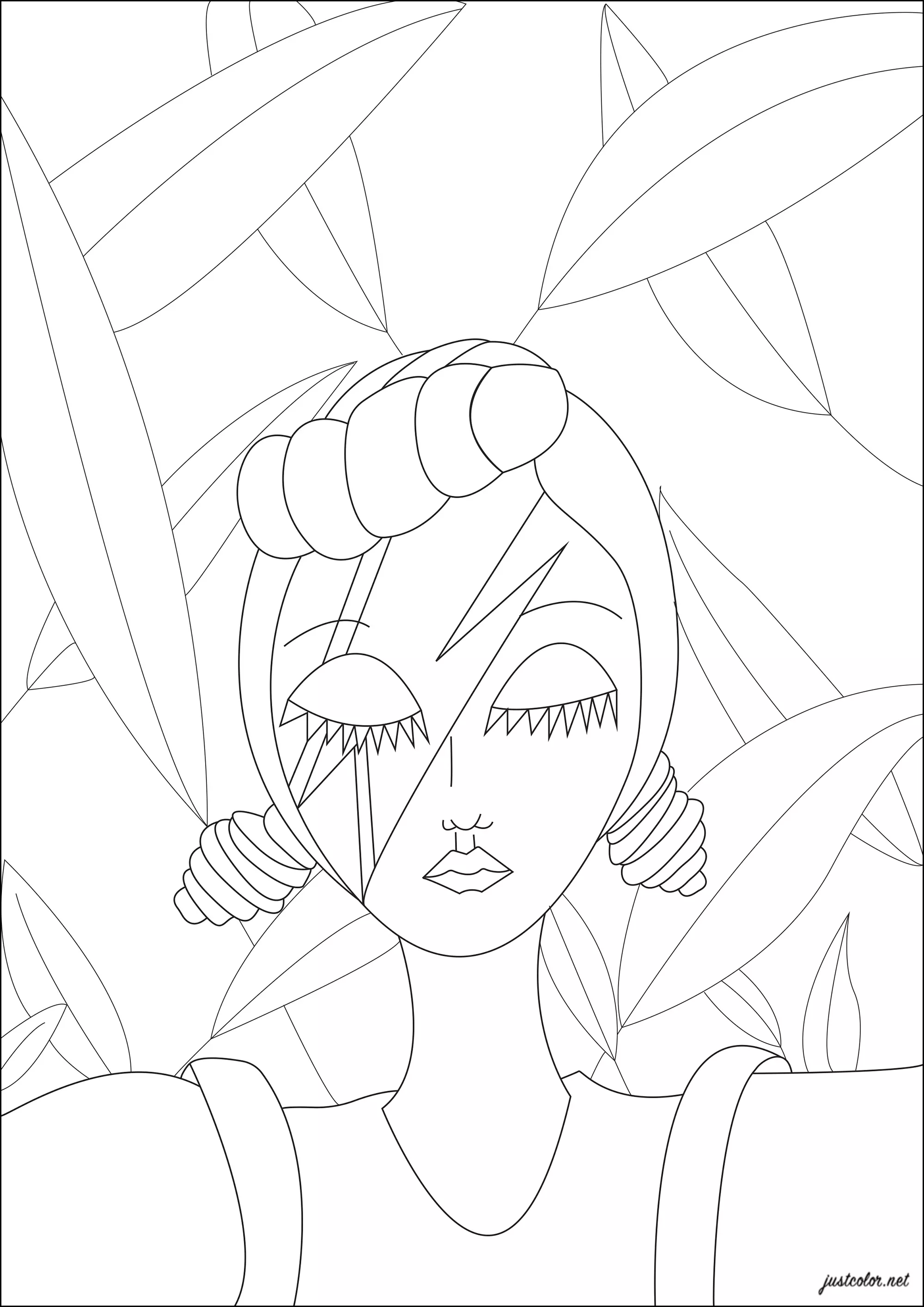 Das Bowie-Mädchen (Ausmalbild Anti-stress / Zen zum Ausdrucken und Ausmalen für Erwachsene)