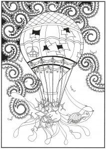 Heißluftballon der Extraklasse (Ausmalbild Anti-stress / Zen)