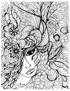Verborgenes Gesicht (Ausmalbild Anti-stress / Zen)