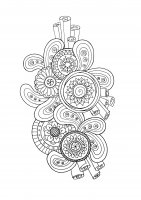 Ausmalbild mit abstrakten floralen Motiven (Ausmalbild Anti-stress / Zen)