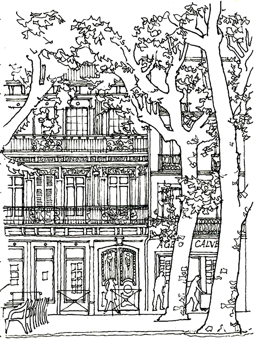 Harmonie zwischen Lebensraum und Vegetation (Ausmalbild von Länder, Städte und Denkmäler zum Ausdrucken und Ausmalen für Erwachsene)