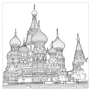 Die Kathedrale von Wassili dem Gesegneten (Ausmalbild von Architektur, Länder und Städte)