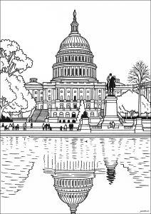 Das Kapitol in Washington D.C. (Vereinigte Staaten) (Ausmalbild von Architektur & Zuhause)