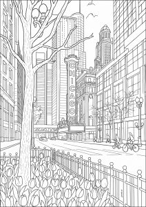 Chicago: auf der Straße (Ausmalbild von Architektur & Zuhause)