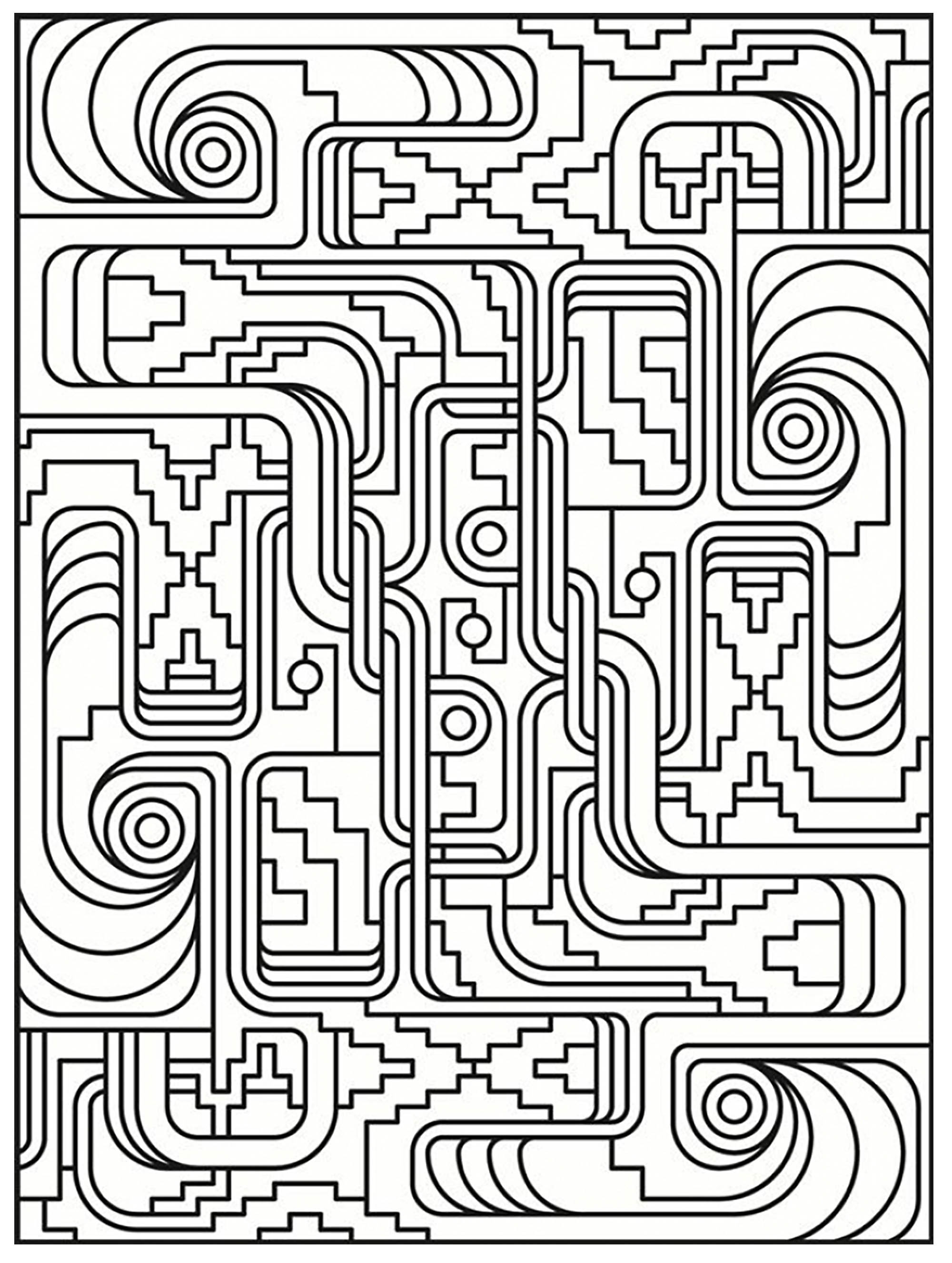 Verschlungene Art-Deco-Geometrien (Ausmalbild von Art deco zum Ausdrucken und Ausmalen für Erwachsene)