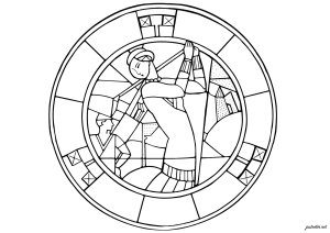 La-Musicienne-Buntglasfenster (1925) von Jacques Gruber (Ausmalbild von Art deco)