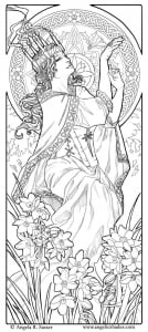 Malbuch Fur Erwachsene | JustColor : Art nouveau - 17 (Ausmalbild)