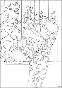 Reiche Frau im Jugendstil (Ausmalbild von Art nouveau)