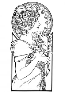 Malbuch Fur Erwachsene | JustColor : Art nouveau - 6 (Ausmalbild)
