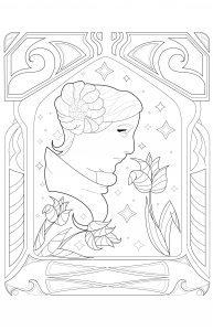Prinzessin Leia / Alfons Mucha (Ausmalbild von Art nouveau)