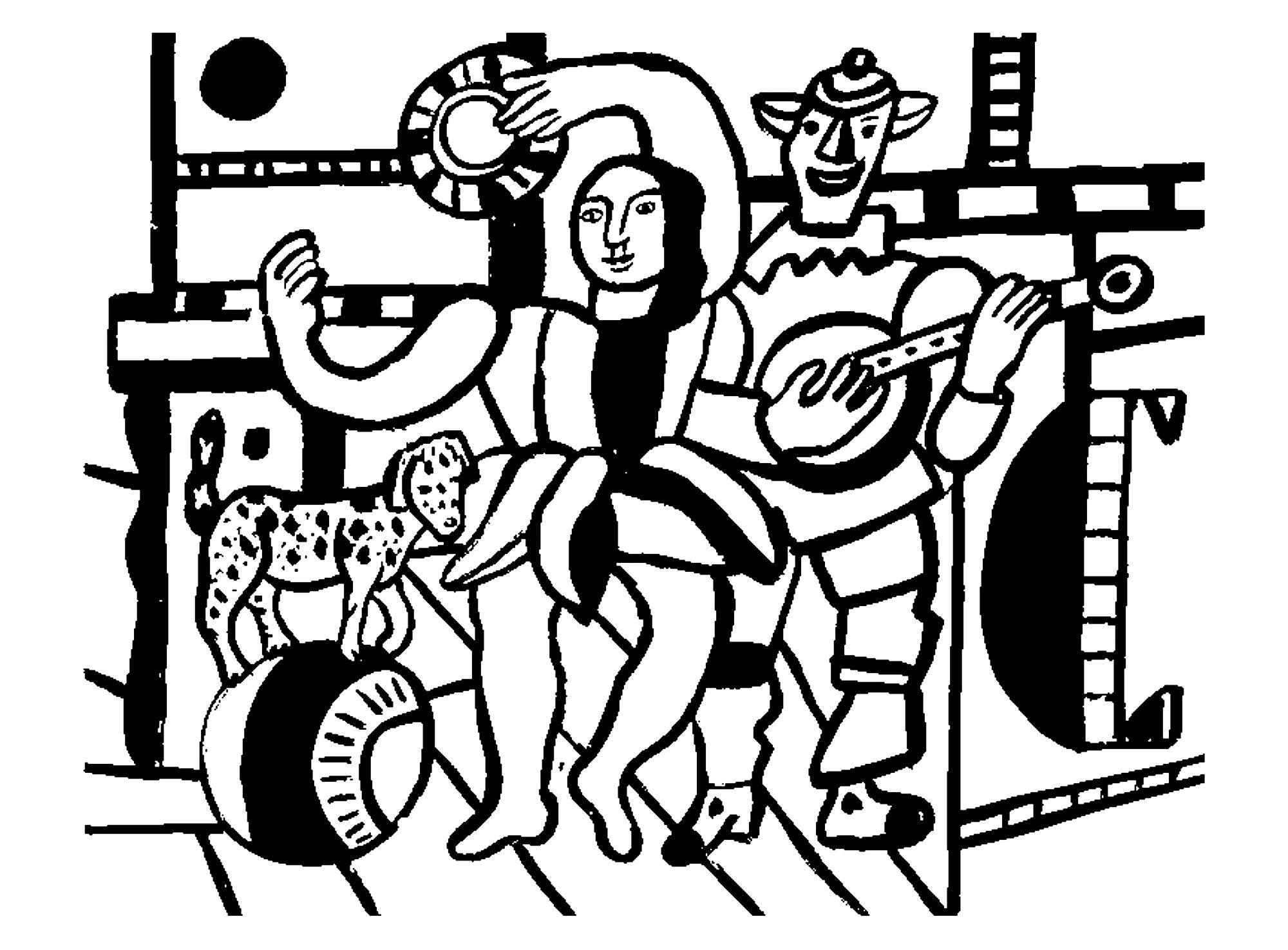 Fernand leger   tänzerin mit hund - Dieses Bild enthält : Fernand Leger