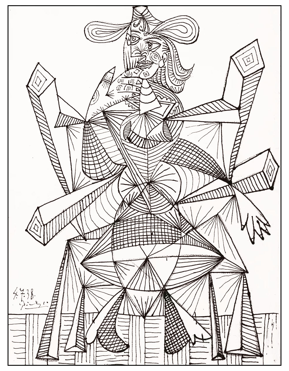 Eine Zeichnung des großen Pablo Picasso, perfekt für eine künstlerische Malvorlage!