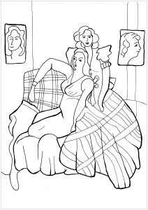 Henri Matisse   Zwei junge Mädchen, gelbes Kleid, Tartan Kleid