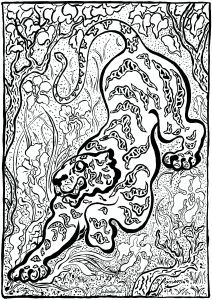 Paul-Élie Ranson - Tiger im Dschungel (Version 2) (Ausmalbild von Kunstwerk)