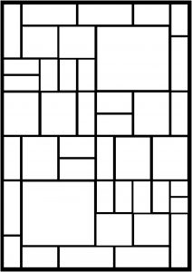 Färbung inspiriert von den geometrischen Werken des Malers Piet Mondrian