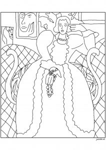 Henri Matisse - Der große blaue Mantel und die Mimosen (Ausmalbild von Kunstwerk)