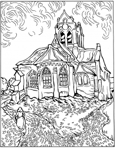 Vincent Van Gogh - Die Kirche von Auvers (Ausmalbild von Kunstwerk)