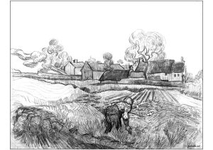 Bauernhof des Père Éloi (Skizze von Vincent Van Gogh)
