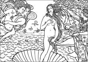 Sandro Botticelli - Die Geburt der Venus (1486) - beschnittene Version 1 (Ausmalbild von Kunstwerk)