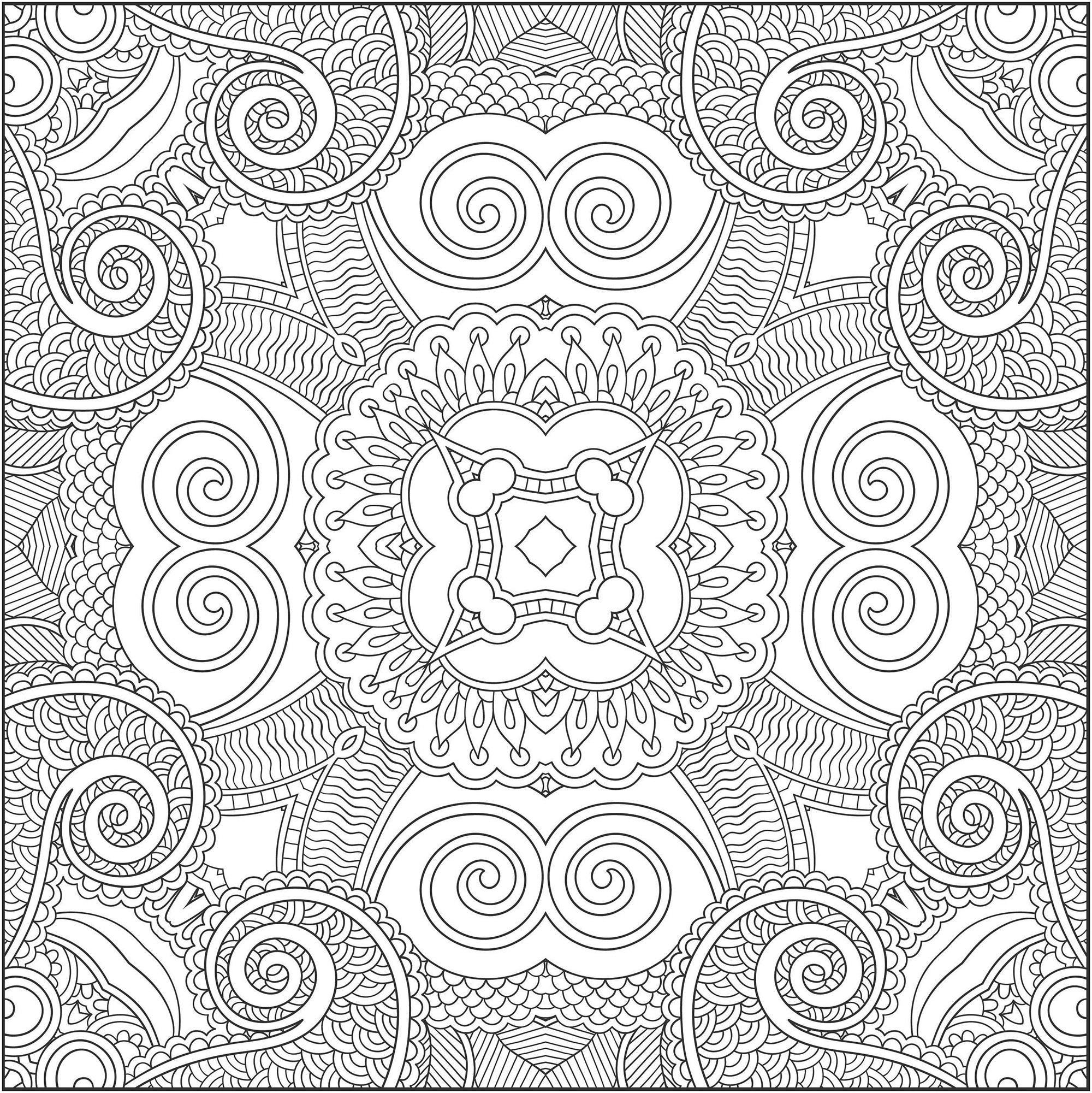 Wunderschön detaillierter Azulejo (Ausmalbild zum Ausdrucken und Ausmalen für Erwachsene)
