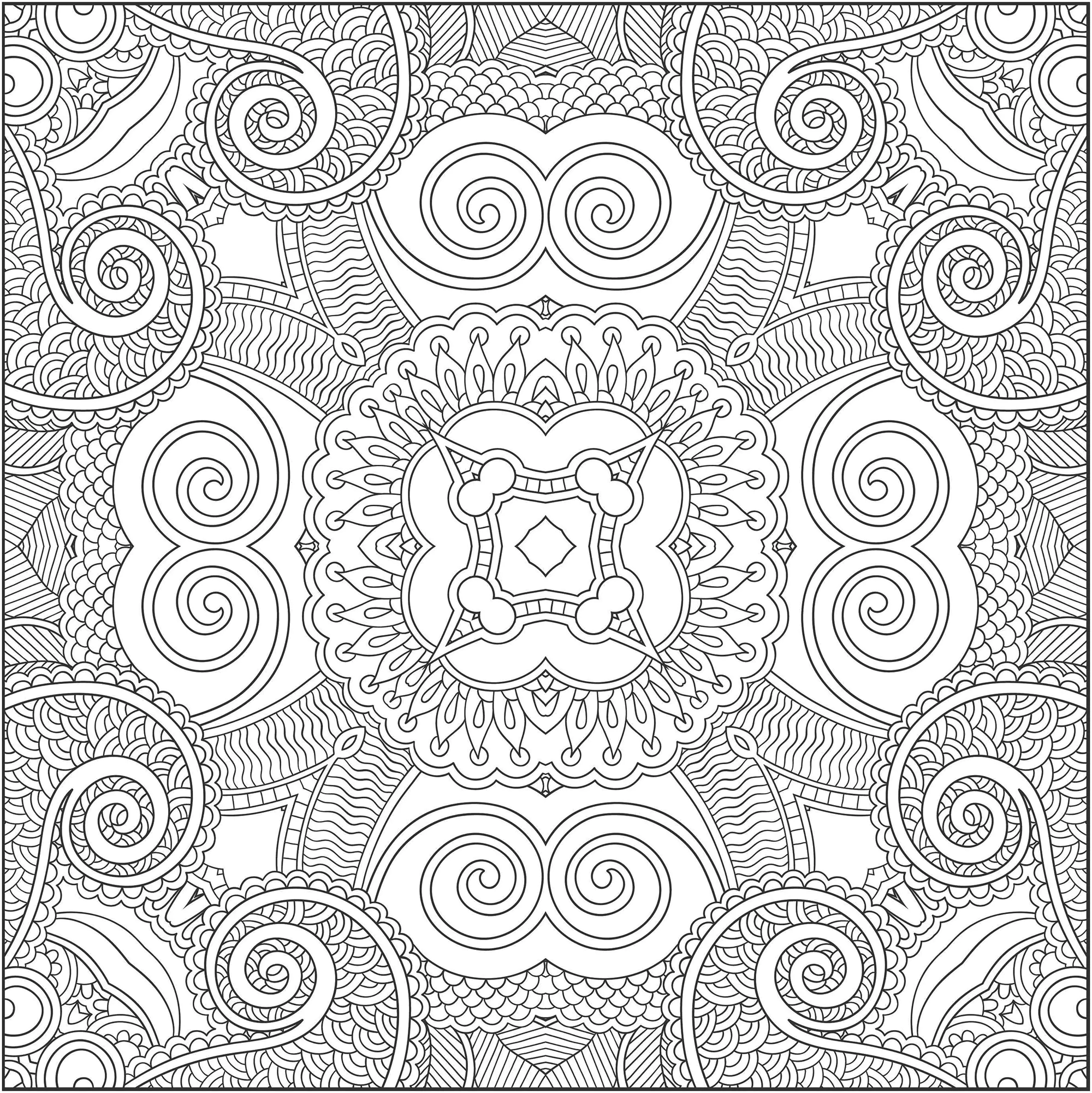 Wunderschön detaillierter Azulejo (Ausmalbild zum Ausdrucken und Ausmalen für Erwachsene)