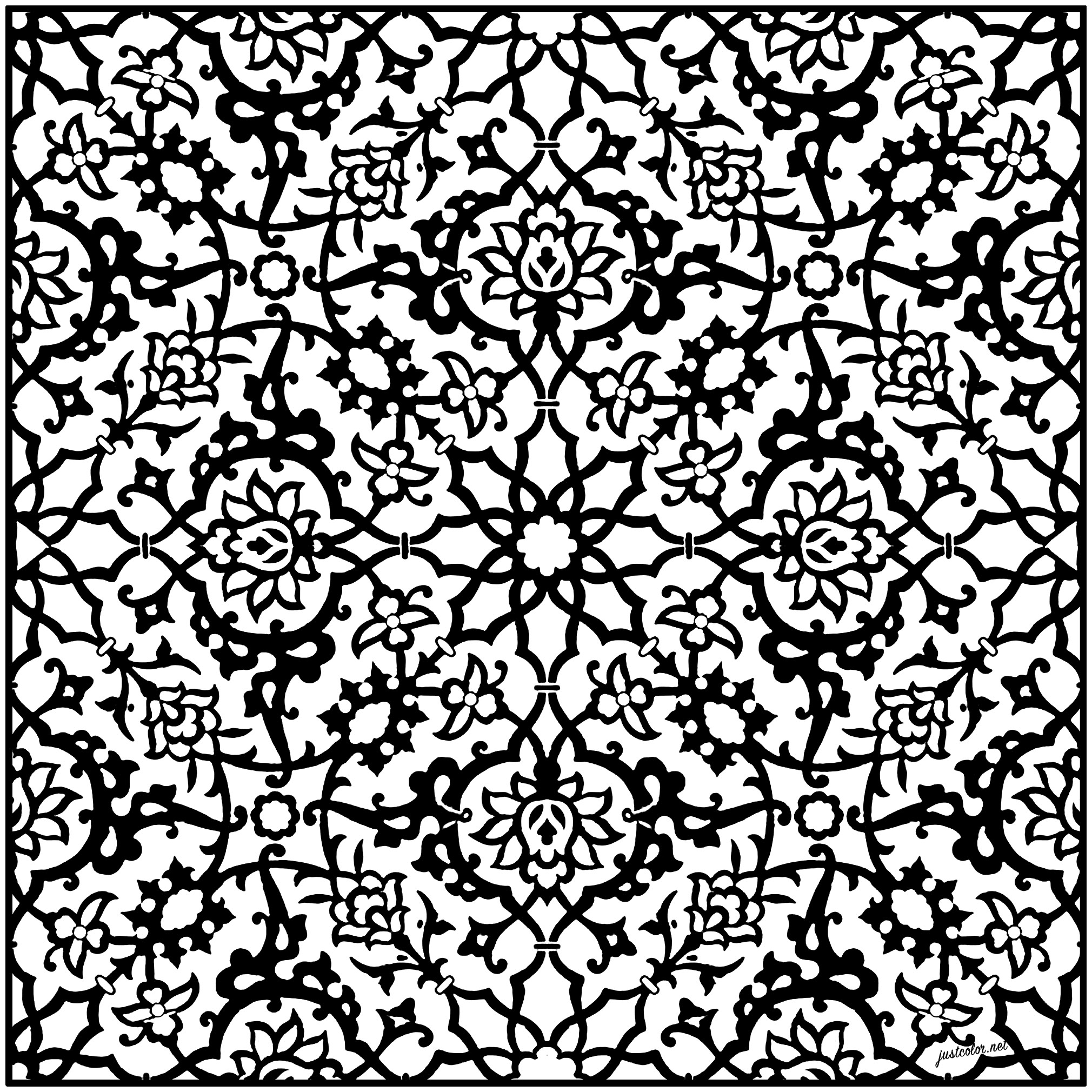 Ausmalbild von Azulejos : Dunkles Azujelo Ausmalbild von Azulejos zum Ausdrucken und Ausmalen für Erwachsene : Dunkles Azujelo