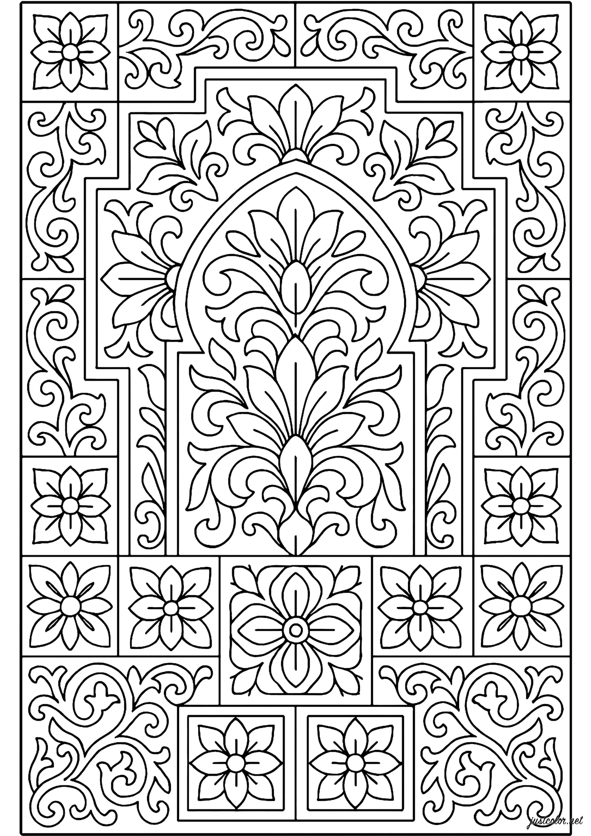 Anders als Azulejos (Ausmalbild zum Ausdrucken und Ausmalen für Erwachsene)