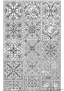 Verschiedene Azulejos (Ausmalbild)
