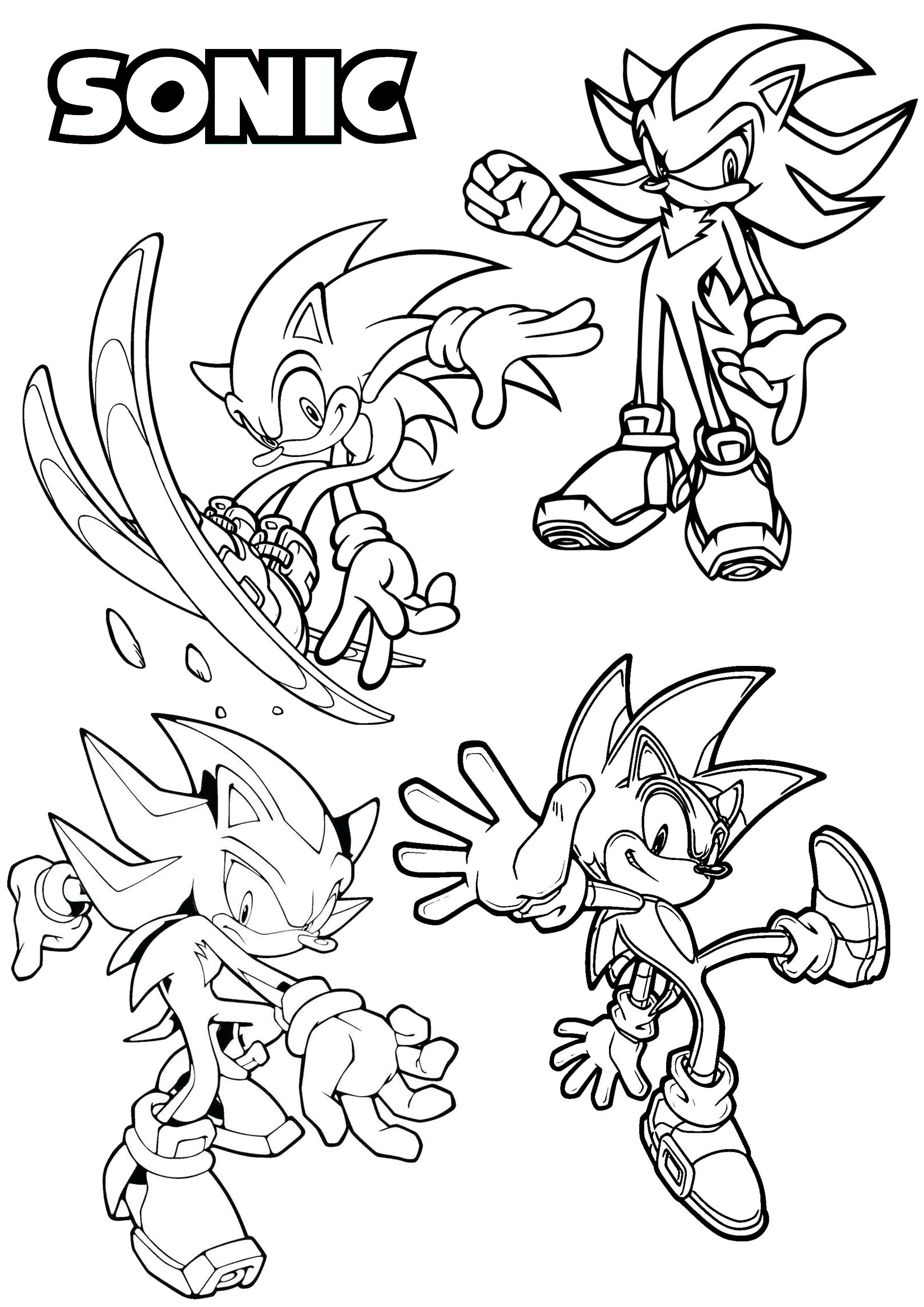 Vier verschiedene Versionen einer der berühmtesten Videospielfiguren, die in den 90er Jahren geschaffen wurden: Sonic the Hedgehog