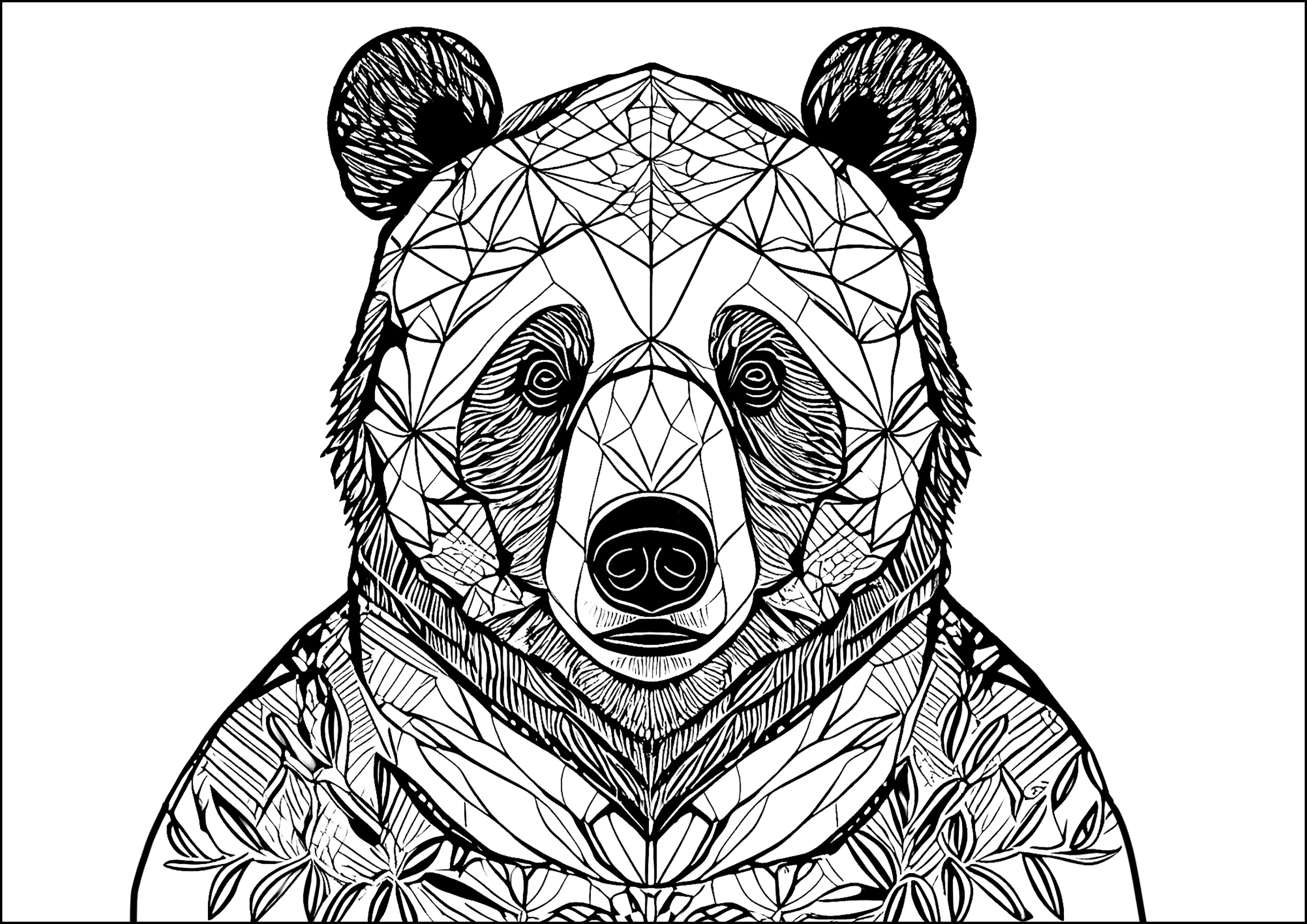 Großer Bär mit verschlungenen Mustern (Ausmalbild von Bären zum Ausdrucken und Ausmalen für Erwachsene)